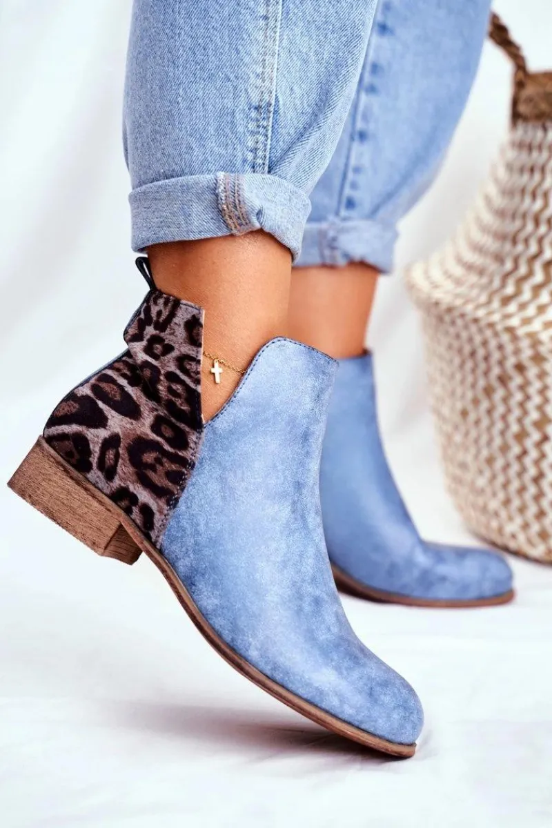 Botki Wiosenne|Brązowe I Beżowe Botki>Evento Botki Damskie Płaski Obcas Wiosenne Niebieskie Viva