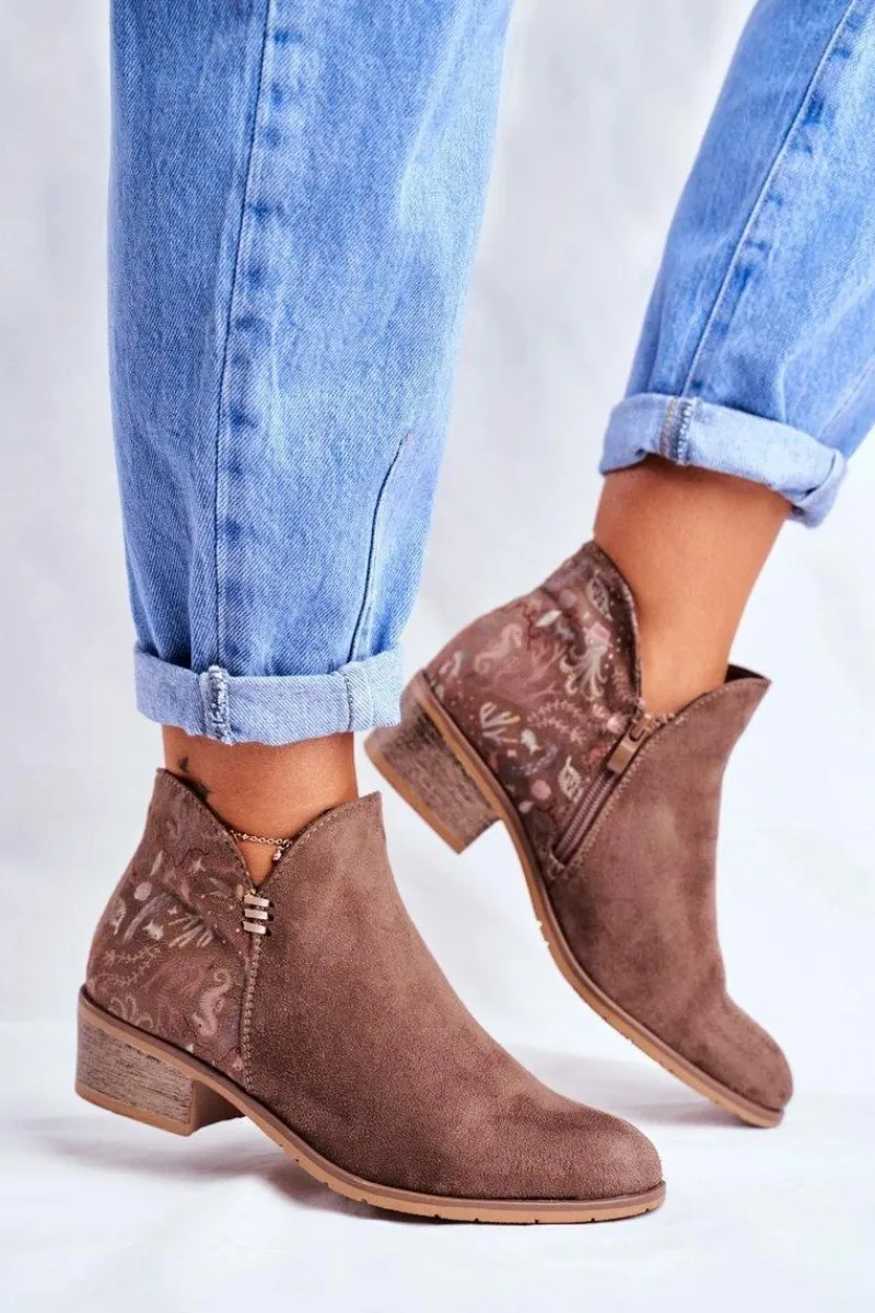 Online Botki Damskie Płaski Obcas Wiosenne Brązowe Elizabeth Damskie Botki Wiosenne|Brązowe I Beżowe Botki