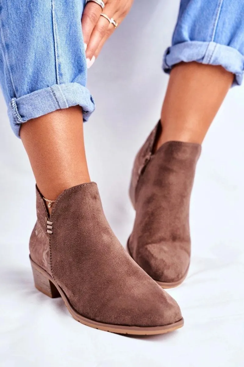 Online Botki Damskie Płaski Obcas Wiosenne Brązowe Elizabeth Damskie Botki Wiosenne|Brązowe I Beżowe Botki