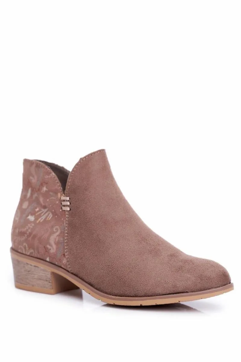 Online Botki Damskie Płaski Obcas Wiosenne Brązowe Elizabeth Damskie Botki Wiosenne|Brązowe I Beżowe Botki