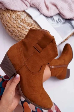 Online Botki Damskie Płaski Obcas Kowbojki Camel Telifa Damskie Botki Zimowe Damskie|Brązowe I Beżowe Botki