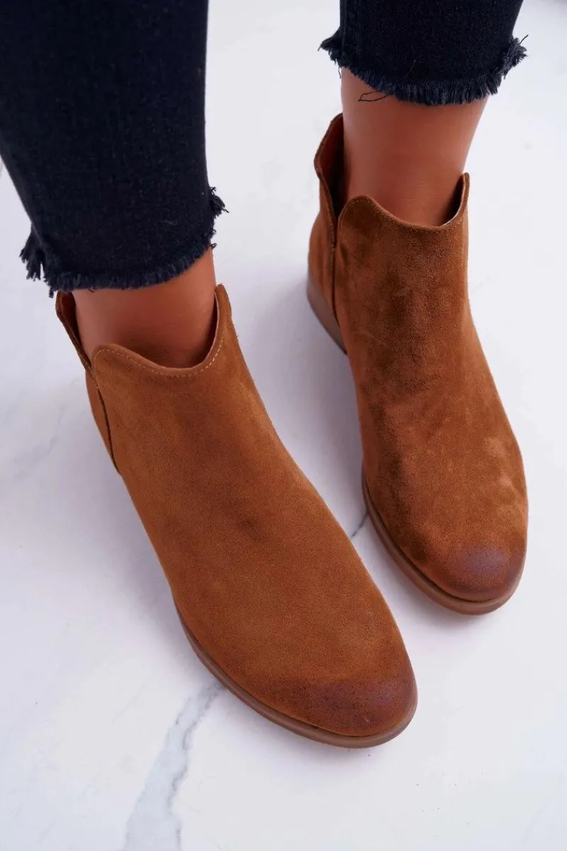 Outlet Botki Damskie Płaski Obcas Wiosenne Skórzane Brązowe Madness Damskie Botki Wiosenne|Brązowe I Beżowe Botki