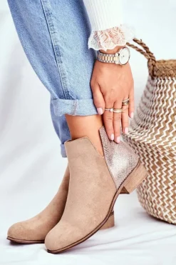 New Evento Botki Damskie Płaski Obcas Wiosenne Khaki Viva