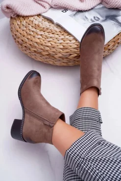 Hot Buty damskie Vinceza Botki Damskie Płaski Obcas Beżowe Tristram