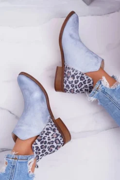 Discount Botki Damskie Płaski Obcas Wiosenne Skórzane Niebieskie Madness Damskie Botki Wiosenne|Brązowe I Beżowe Botki