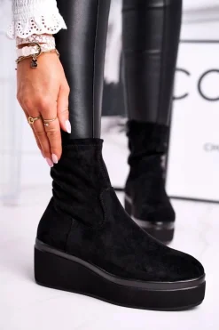 Botki Na Koturnie|Czarne Botki></noscript>Buty Sergio Leone Botki Damskie Sergio Leone BT730 Czarne