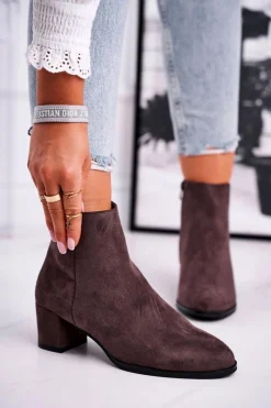 Botki Na Słupku|Botki Zimowe Damskie>Buty Sergio Leone Botki Damskie Sergio Leone Coffee BT528