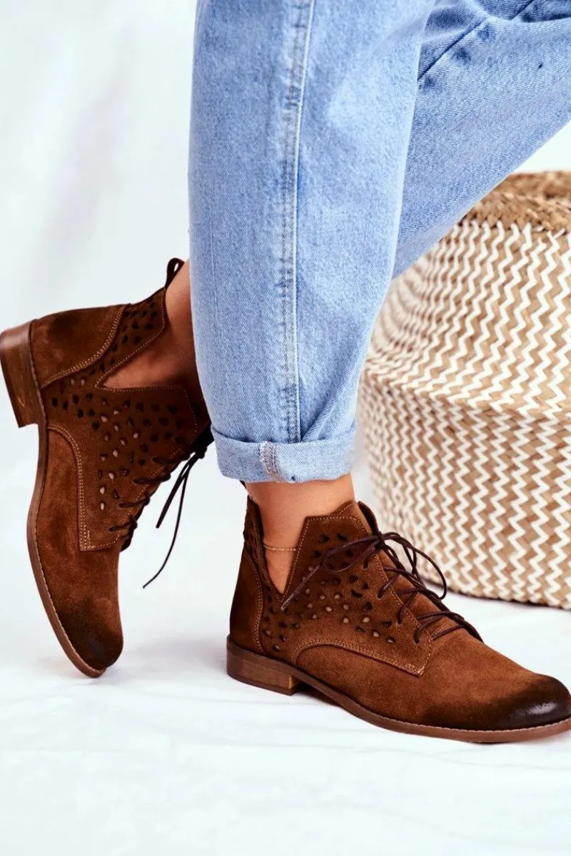 Online Botki Damskie Skórzane Camel Low Meridan Damskie Botki Wiosenne|Brązowe I Beżowe Botki