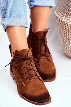 Online Botki Damskie Skórzane Camel Low Meridan Damskie Botki Wiosenne|Brązowe I Beżowe Botki