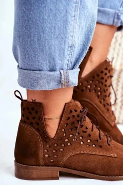 Online Botki Damskie Skórzane Camel Low Meridan Damskie Botki Wiosenne|Brązowe I Beżowe Botki