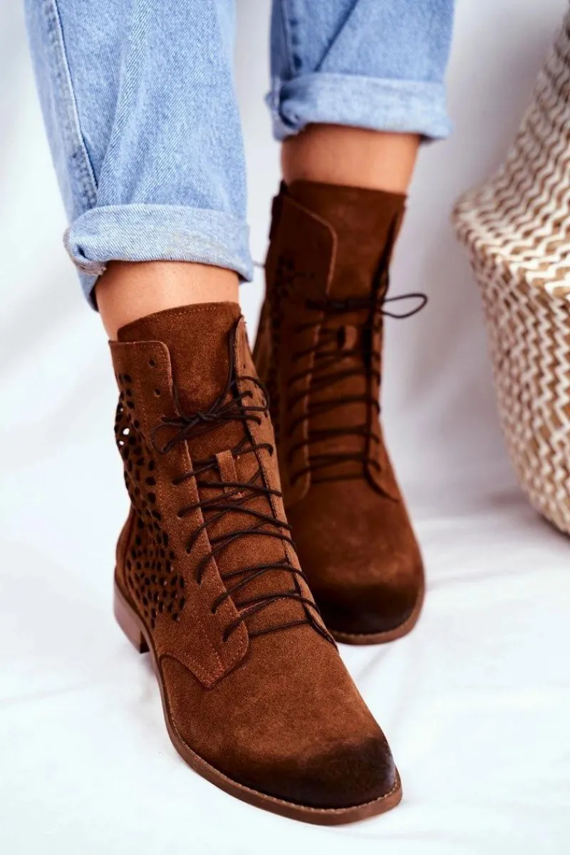 Botki Wiosenne|Brązowe I Beżowe Botki>Boto Botki Damskie Skórzane Camel Meridan