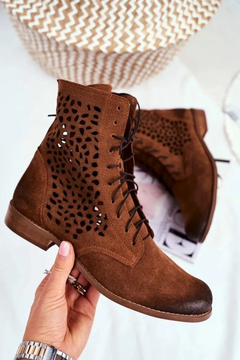 Botki Wiosenne|Brązowe I Beżowe Botki>Boto Botki Damskie Skórzane Camel Meridan