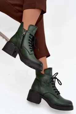 Botki Ocieplane|Botki Sznurowane></noscript>Buty damskie Vinceza Botki Damskie Skórzane Na Klocku Ocieplane Vinceza 39950 Ciemnozielone Zielony