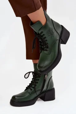 Botki Ocieplane|Botki Sznurowane></noscript>Buty damskie Vinceza Botki Damskie Skórzane Na Klocku Ocieplane Vinceza 39950 Ciemnozielone Zielony