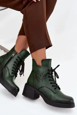 Botki Ocieplane|Botki Sznurowane></noscript>Buty damskie Vinceza Botki Damskie Skórzane Na Klocku Ocieplane Vinceza 39950 Ciemnozielone Zielony
