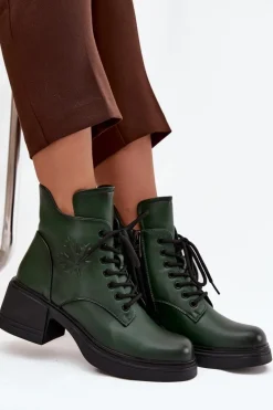 Botki Ocieplane|Botki Sznurowane></noscript>Buty damskie Vinceza Botki Damskie Skórzane Na Klocku Ocieplane Vinceza 39950 Ciemnozielone Zielony