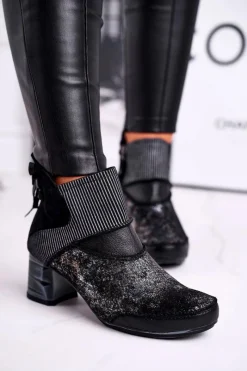 Botki Maciejka|Botki Na Słupku></noscript>Maciejka Botki Damskie Skórzane Ocieplane Granatowe 03790-20