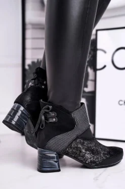 Botki Maciejka|Botki Na Słupku></noscript>Maciejka Botki Damskie Skórzane Ocieplane Granatowe 03790-20