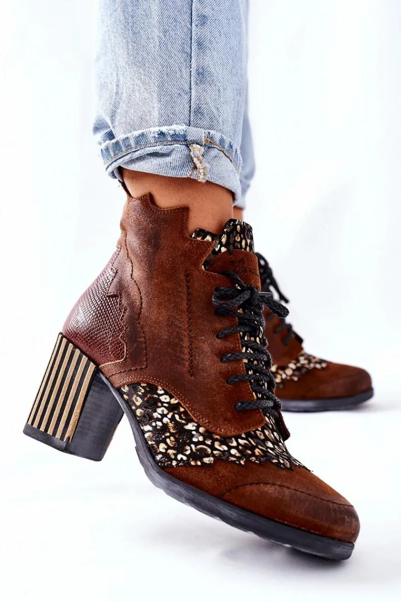 Botki Maciejka|Botki Na Słupku>Maciejka Botki Damskie Skórzane Trzewiki Brązowe 03190-02