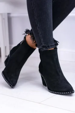 New Botki Damskie Skórzane W Szpic Z Suwakiem Czarne Sonoma Damskie Botki Na Słupku|Botki Zimowe Damskie