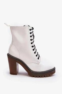 Best Boto Botki Damskie Sznurowane Na Słupku Białe Arove