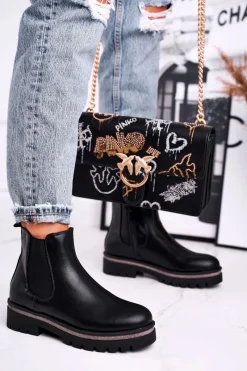 Online Botki damskie sztyblety czarne Stiletto Damskie Czarne Botki|Botki Zimowe Damskie