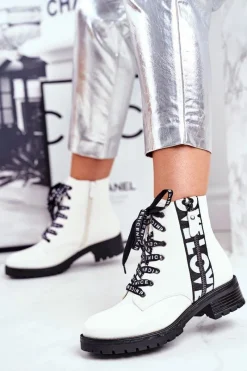 Discount Buty damskie Vinceza Botki Damskie Trapery Białe Verso