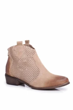 Hot Boto Botki Damskie Welurowe Exquisite Jasno Beżowe 1166