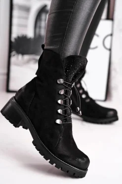 Botki Sznurowane|Czarne Botki><noscript><img width=