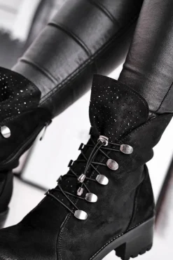 Botki Sznurowane|Czarne Botki><noscript><img width=