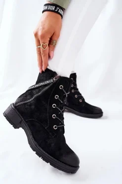 Online Buty damskie Vinceza Botki Damskie Workery Czarne Goorey