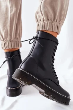 Hot Damskie buty S.Barski Botki Damskie Workery Czarne Corydon