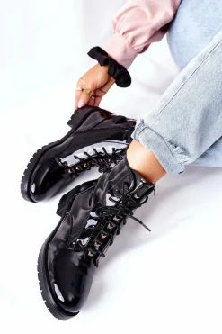 Botki Sznurowane|Czarne Botki><noscript><img width=