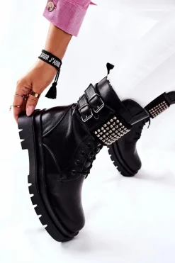 Botki Sznurowane|Czarne Botki><noscript><img width=