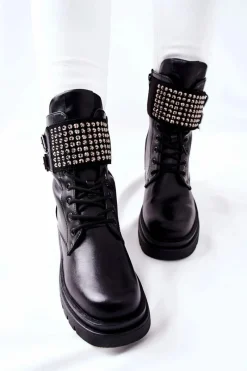 Botki Sznurowane|Czarne Botki><noscript><img width=