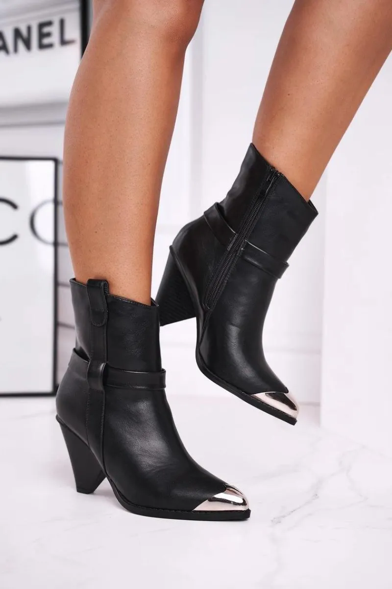 Sale Botki Damskie Wysokie Stalowy Nosek Czarne Eternally Damskie Botki Na Słupku|Czarne Botki