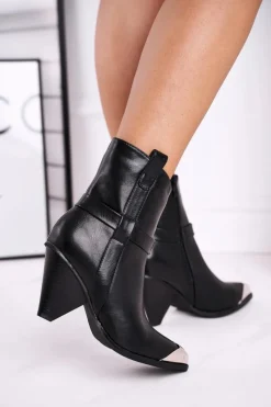 Sale Botki Damskie Wysokie Stalowy Nosek Czarne Eternally Damskie Botki Na Słupku|Czarne Botki