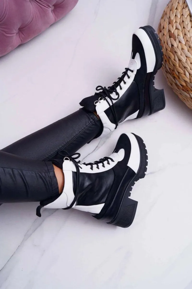 Botki Sznurowane|Botki Zimowe Damskie>Boto Botki Damskie Wysokie Sznurowane Ridley