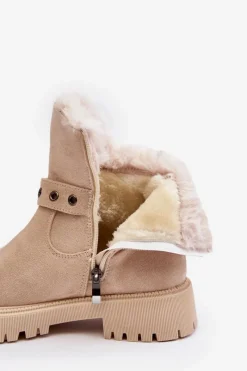 Clearance Botki Damskie Z Futerkiem Na Suwak Beżowe Morcos Damskie Damskie Trapery|Botki Zimowe Damskie