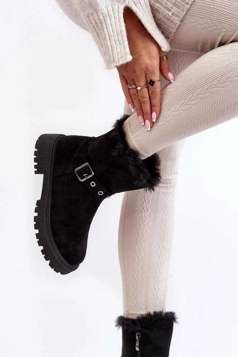 Damskie Trapery|Czarne Botki>Buty damskie Vinceza Botki Damskie Z Futerkiem Na Suwak Czarne Morcos