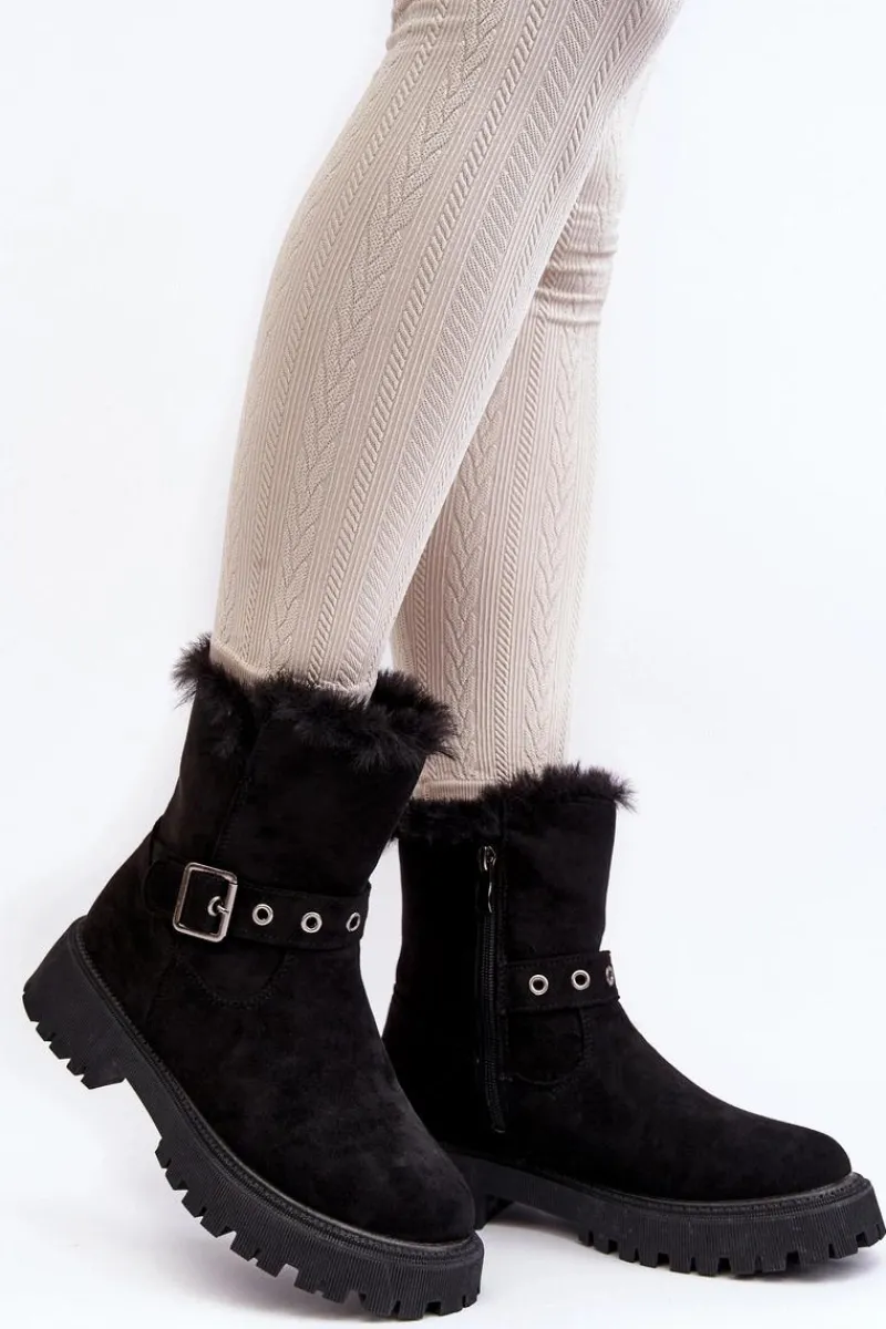 Damskie Trapery|Czarne Botki>Buty damskie Vinceza Botki Damskie Z Futerkiem Na Suwak Czarne Morcos