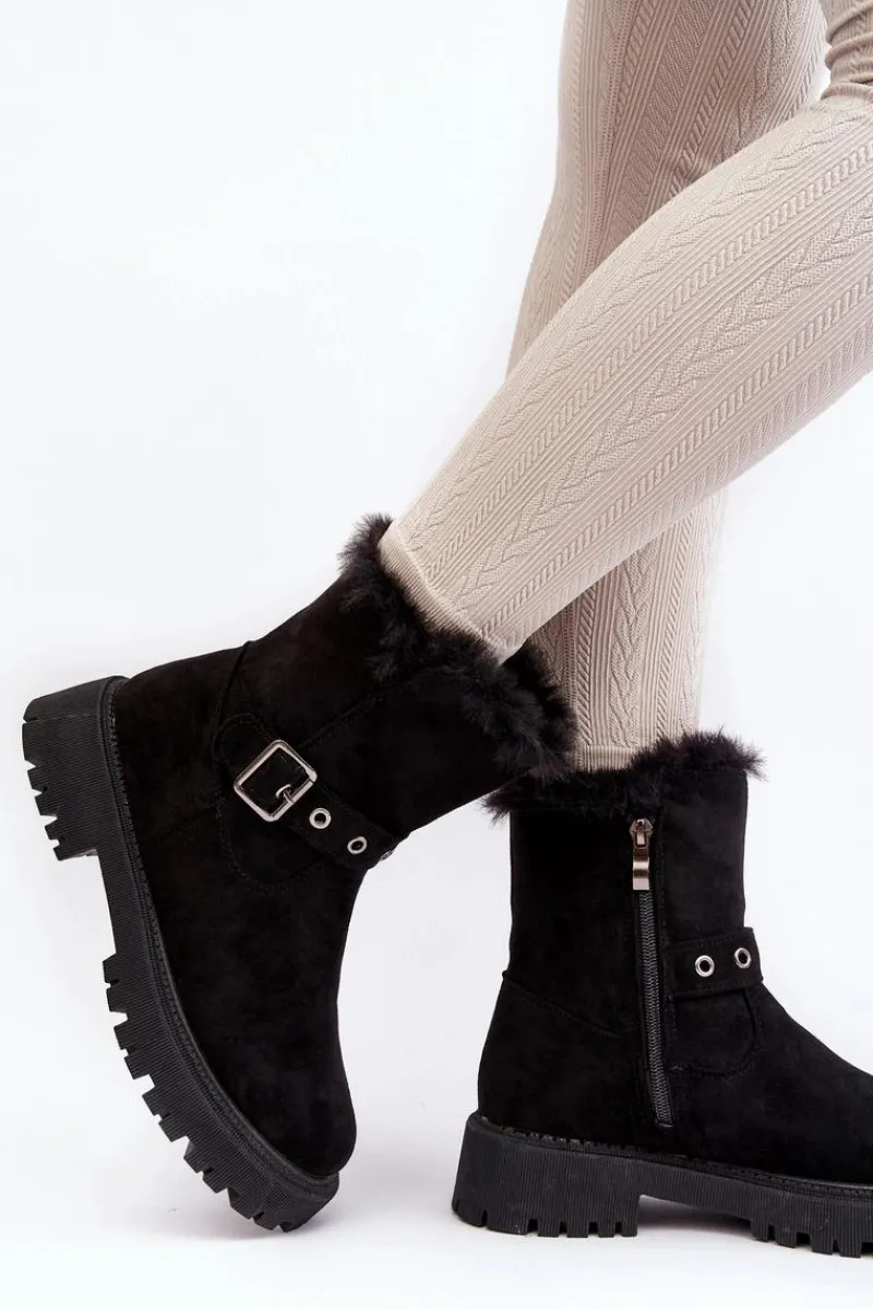 Damskie Trapery|Czarne Botki>Buty damskie Vinceza Botki Damskie Z Futerkiem Na Suwak Czarne Morcos