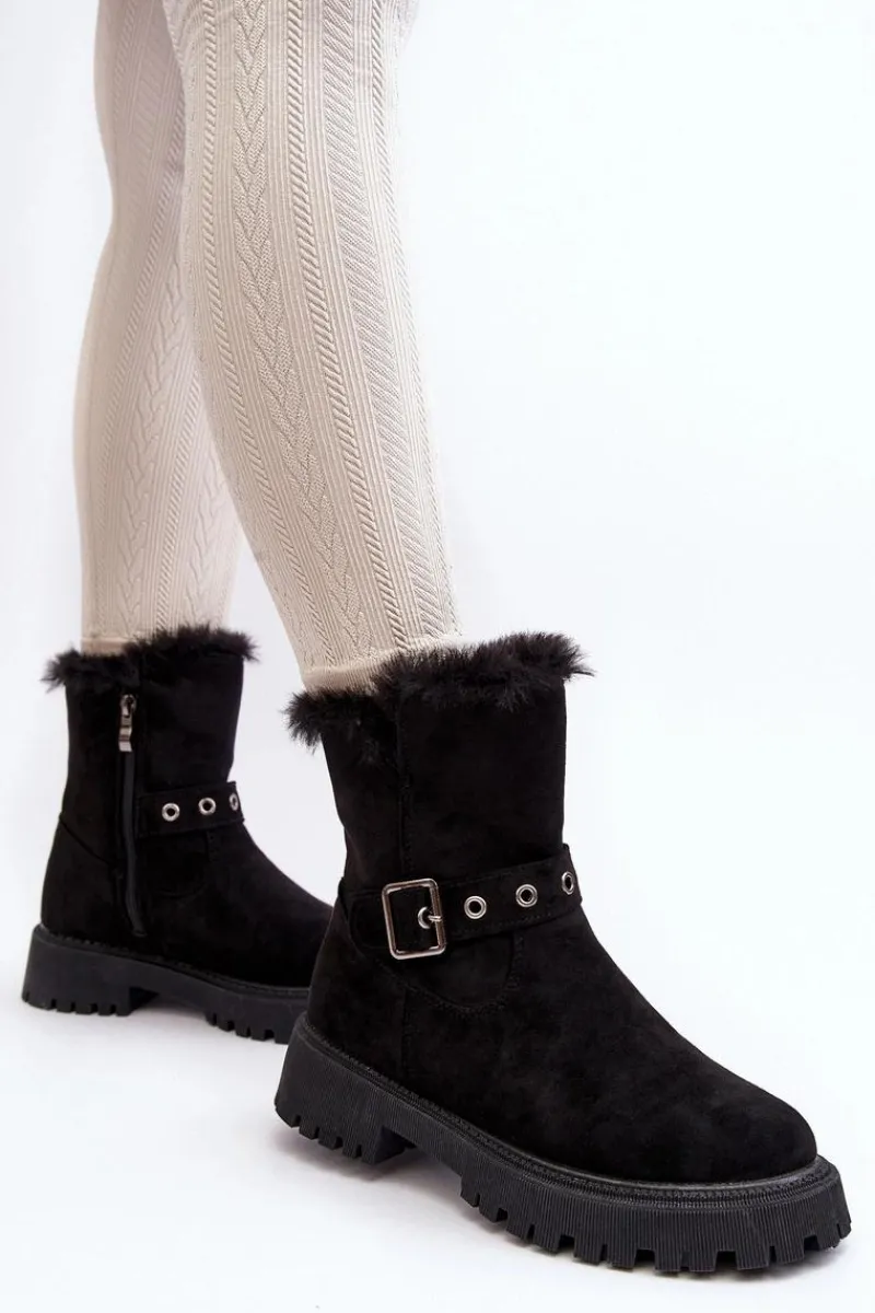 Damskie Trapery|Czarne Botki>Buty damskie Vinceza Botki Damskie Z Futerkiem Na Suwak Czarne Morcos