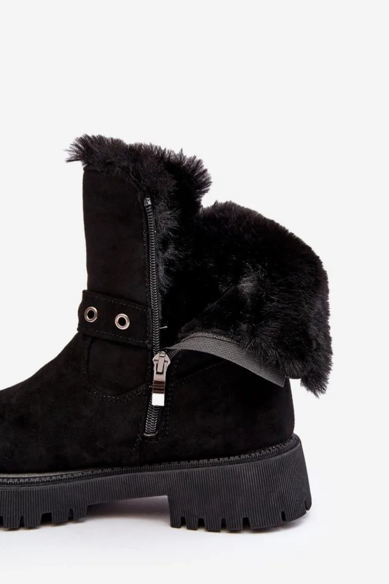 Damskie Trapery|Czarne Botki>Buty damskie Vinceza Botki Damskie Z Futerkiem Na Suwak Czarne Morcos