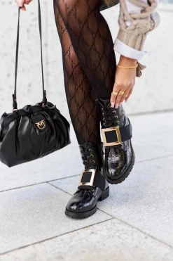 Sale Boto Botki Damskie z klamrą Happy Su Czarne