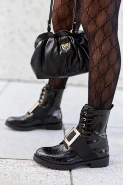 Sale Boto Botki Damskie z klamrą Happy Su Czarne