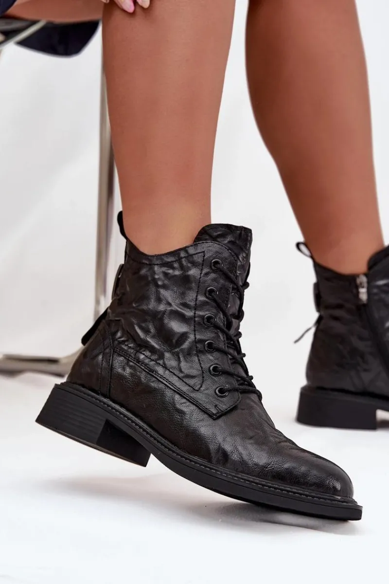 Discount Artiker Botki Damskie Z Naturalnej Skóry Ocieplane 57C1006 Czarne Czarny