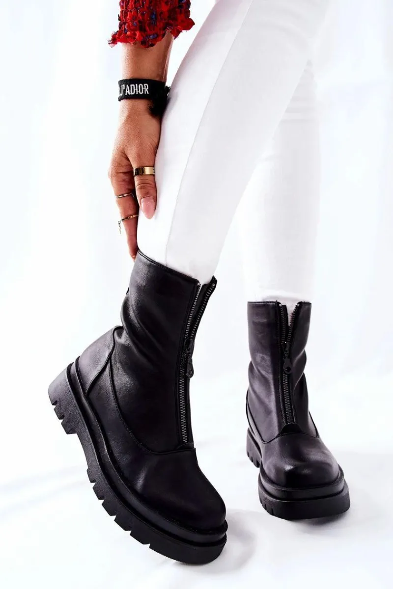 Clearance Evento Botki Damskie Z Suwakiem Czarne Tierra