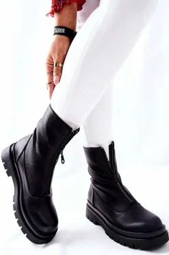 Clearance Evento Botki Damskie Z Suwakiem Czarne Tierra