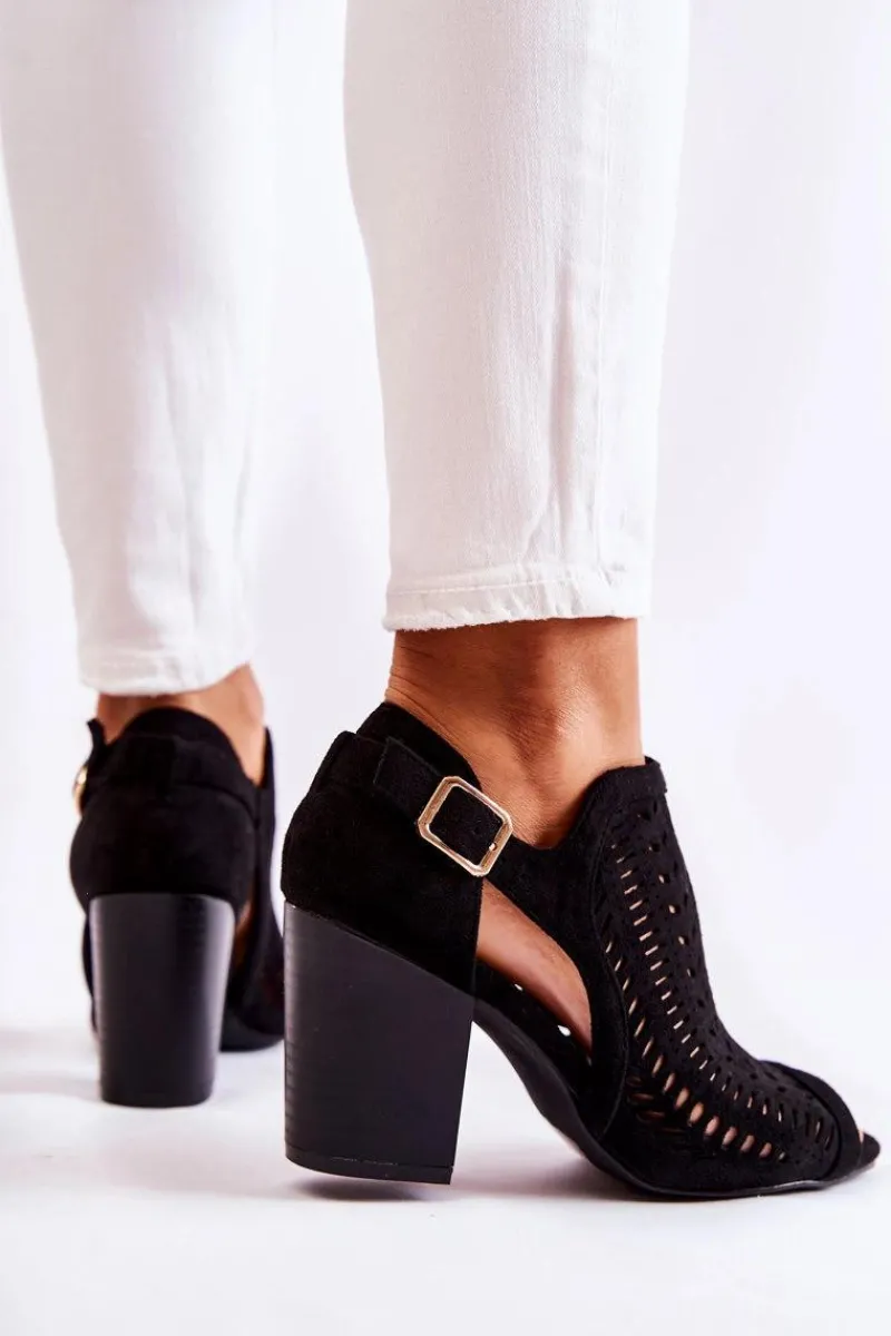 Hot Botki Damskie z Wycięciem Wiosenne Czarne Beyond Us Damskie Botki Wiosenne|Botki Na Słupku